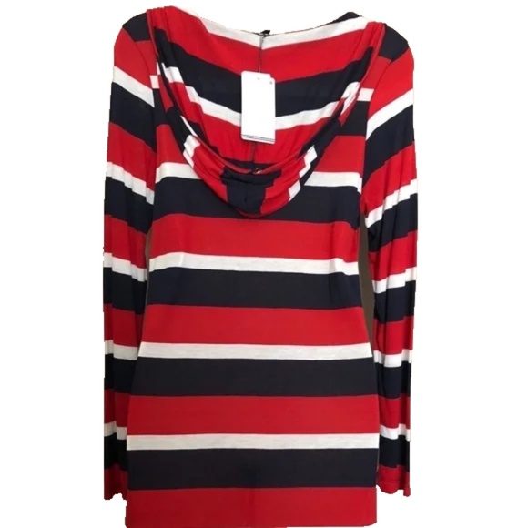 (NWT) Nautica Red/White/Blue Striped Hooded Swimsuit Cover Up Tunic Size S - Picture 6 of 10